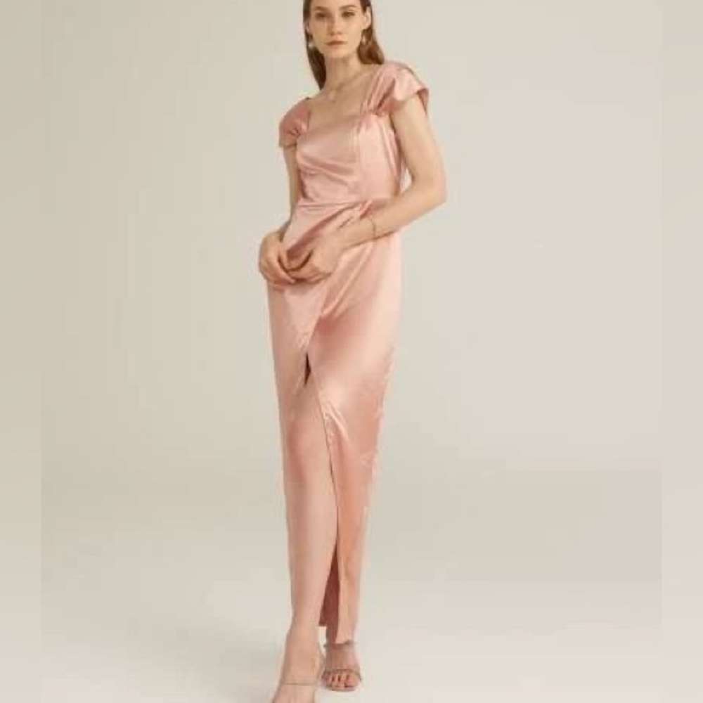 SHEIN Premium Collection Elevated Classics Satin Dress Mauve Light Pink Large
